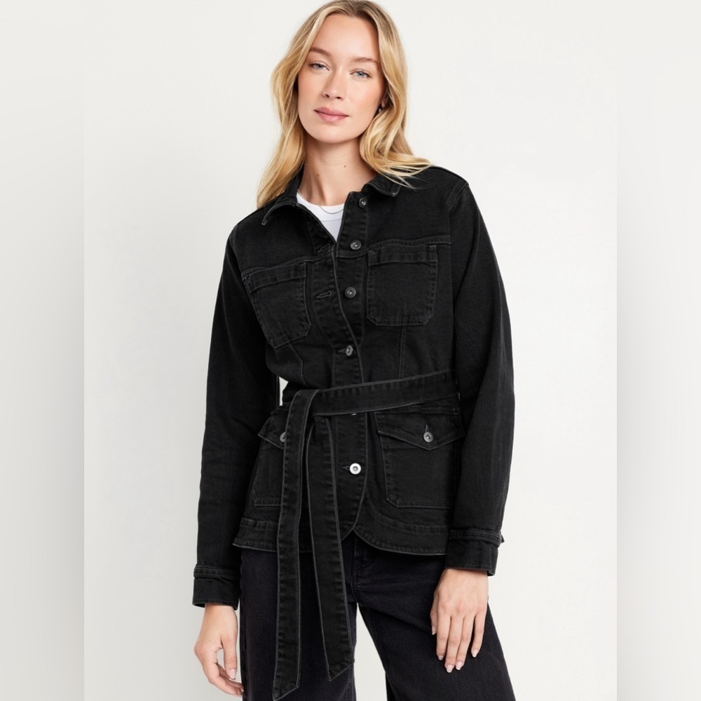 NWT! Old Navy Black Denim Utility Jean Jacket - Size Medium 🎡